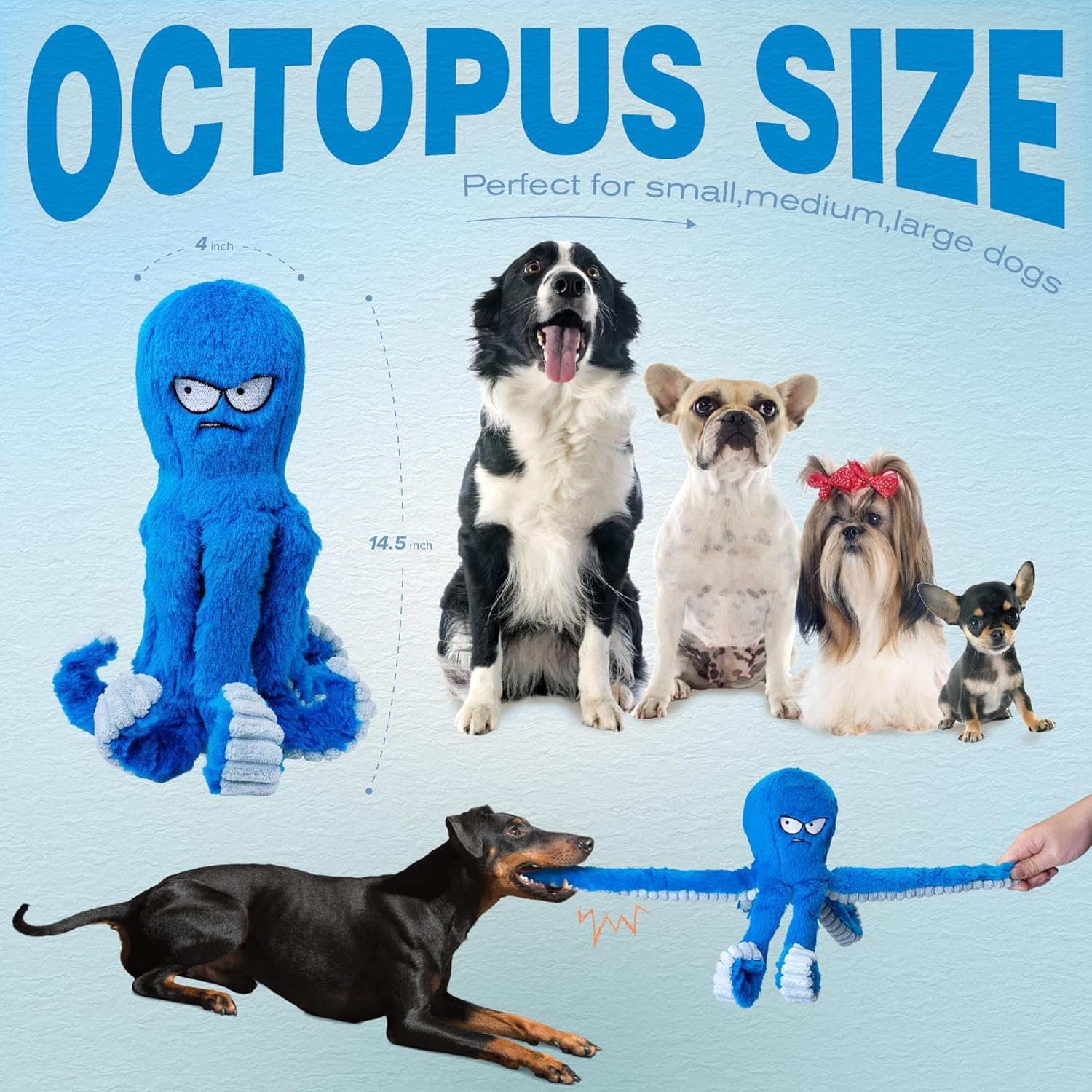 LEGEND SANDY Blue Octopus plush body is soft and cuddly for comfort