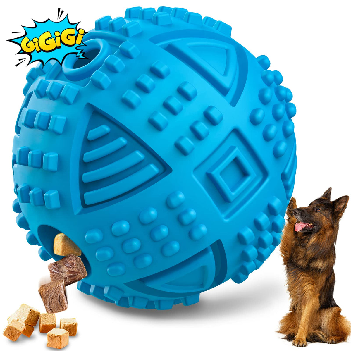 LEGEND SANDY dog ball treat-dispensing invites rewarding play and treats during activity.