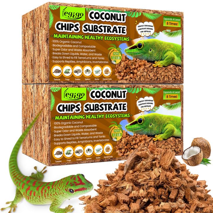 Legigo coconut chip substrate brick expands when hydrated for reptile bedding.