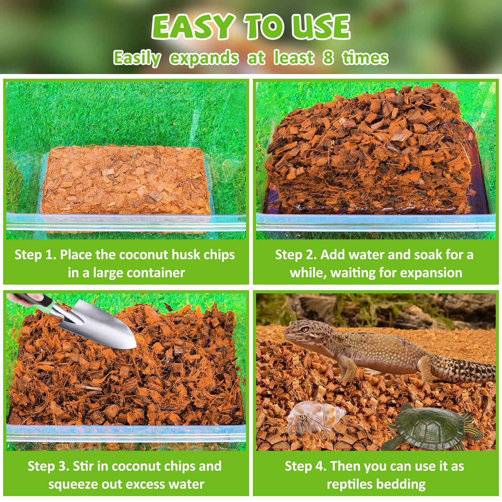Legigo coconut husk chips absorb odors and moisture.