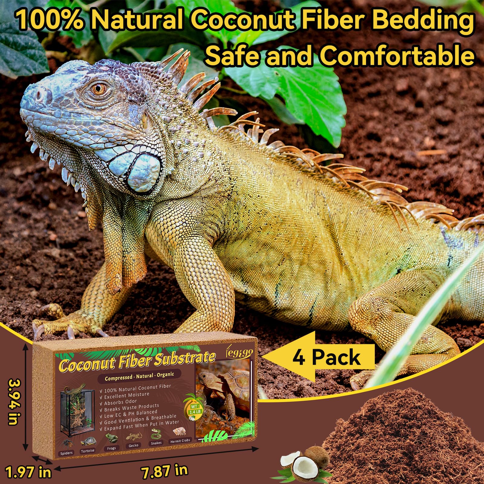 Legigo coconut fiber brick expanded after hydration for terrarium use.