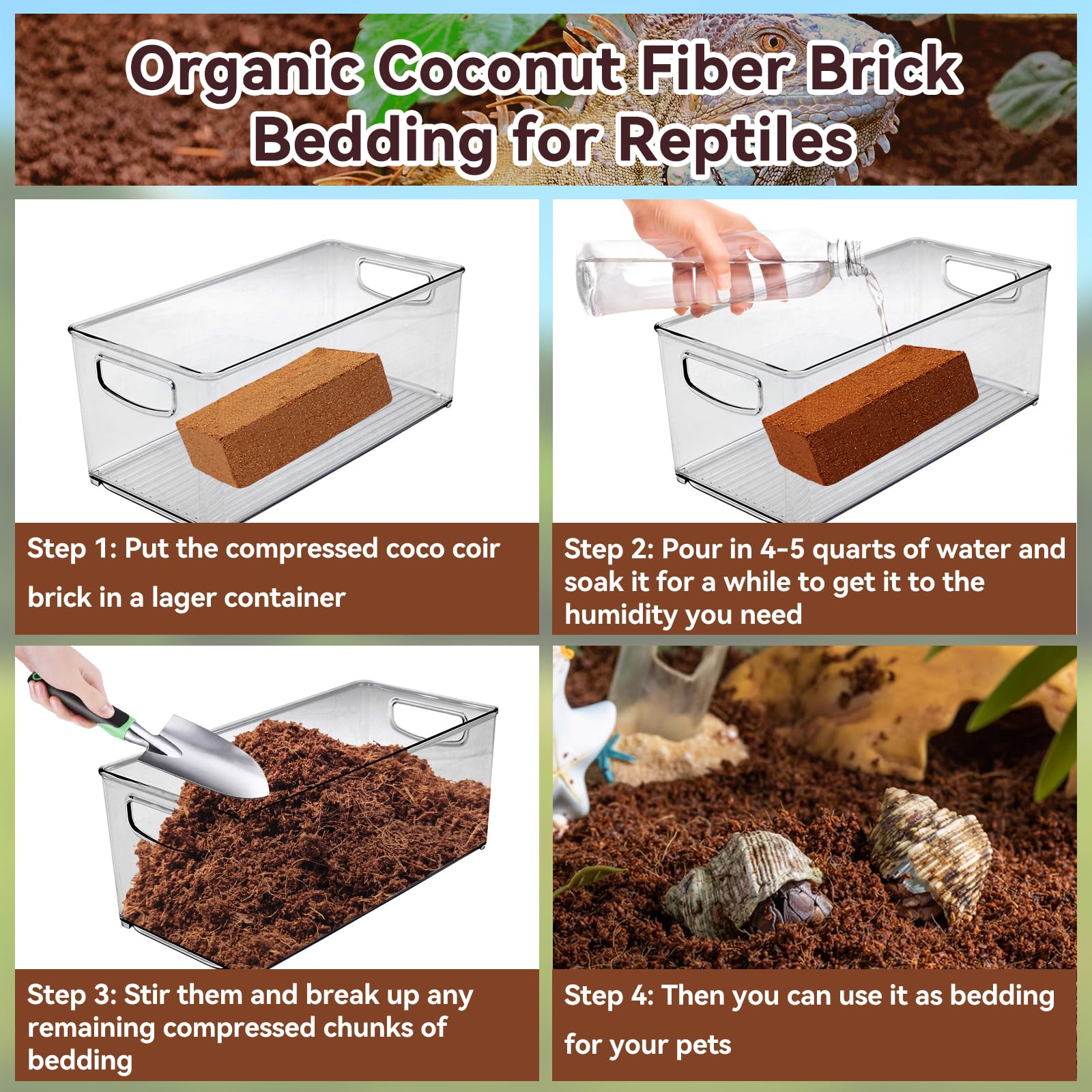 Legigo humidity-friendly coco fiber substrate supports terrarium balance.