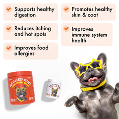 LEGITPET Allergy Relief Chews ingredients label shows natural components for immune support