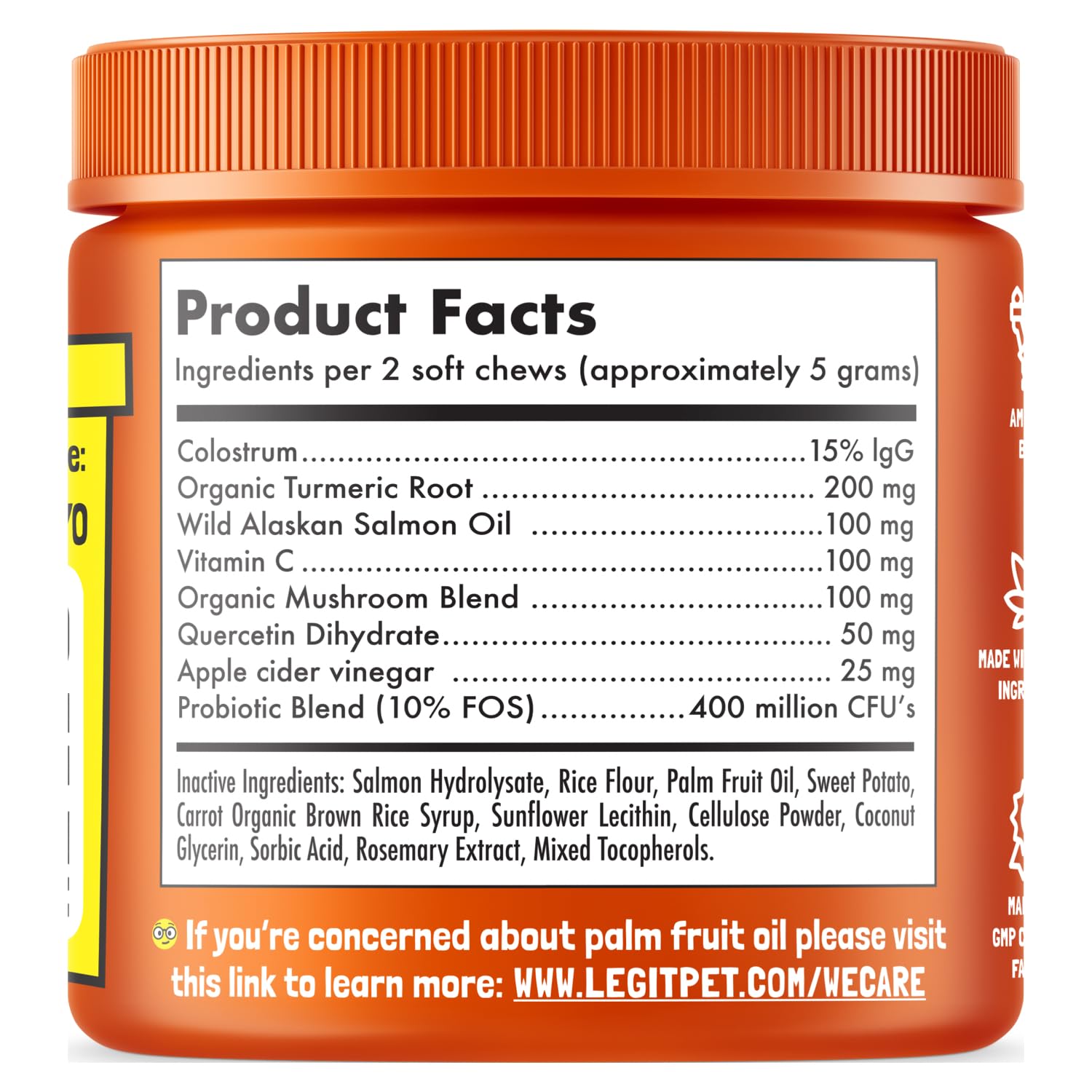 LEGITPET Allergy Relief Chews key ingredients ocean kelp colostrum turmeric support immune health