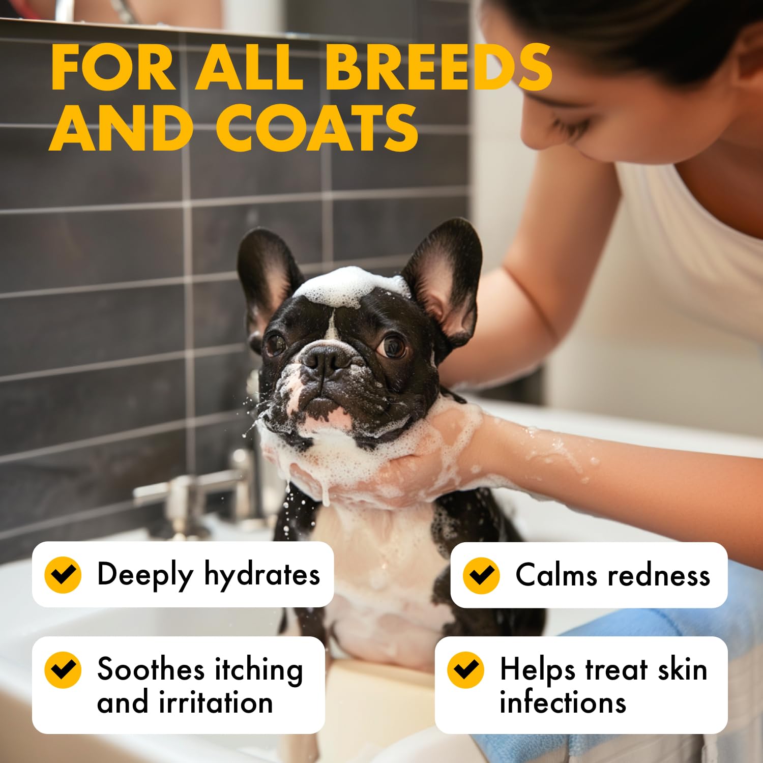 LEGITPET Oatmeal Shampoo foamy lather on a dog's coat