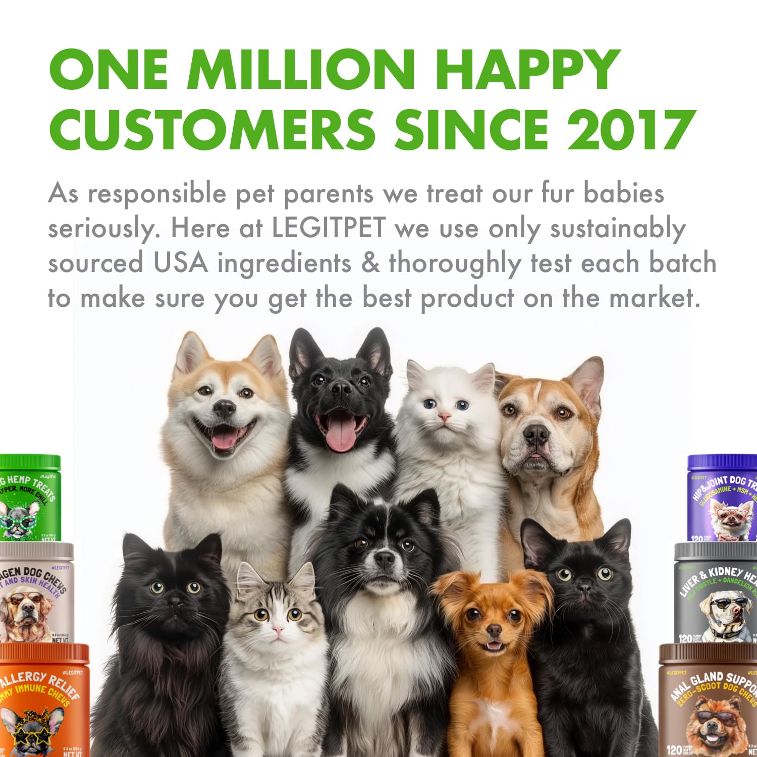LEGITPET soft chews on hand demonstrating portion control by dog size.