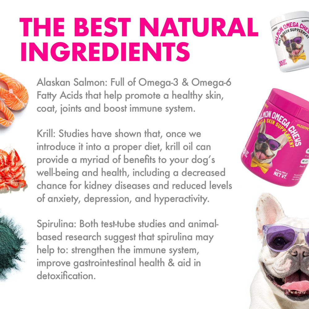 LEGITPET ingredients shown without GMOs, corn, or soy