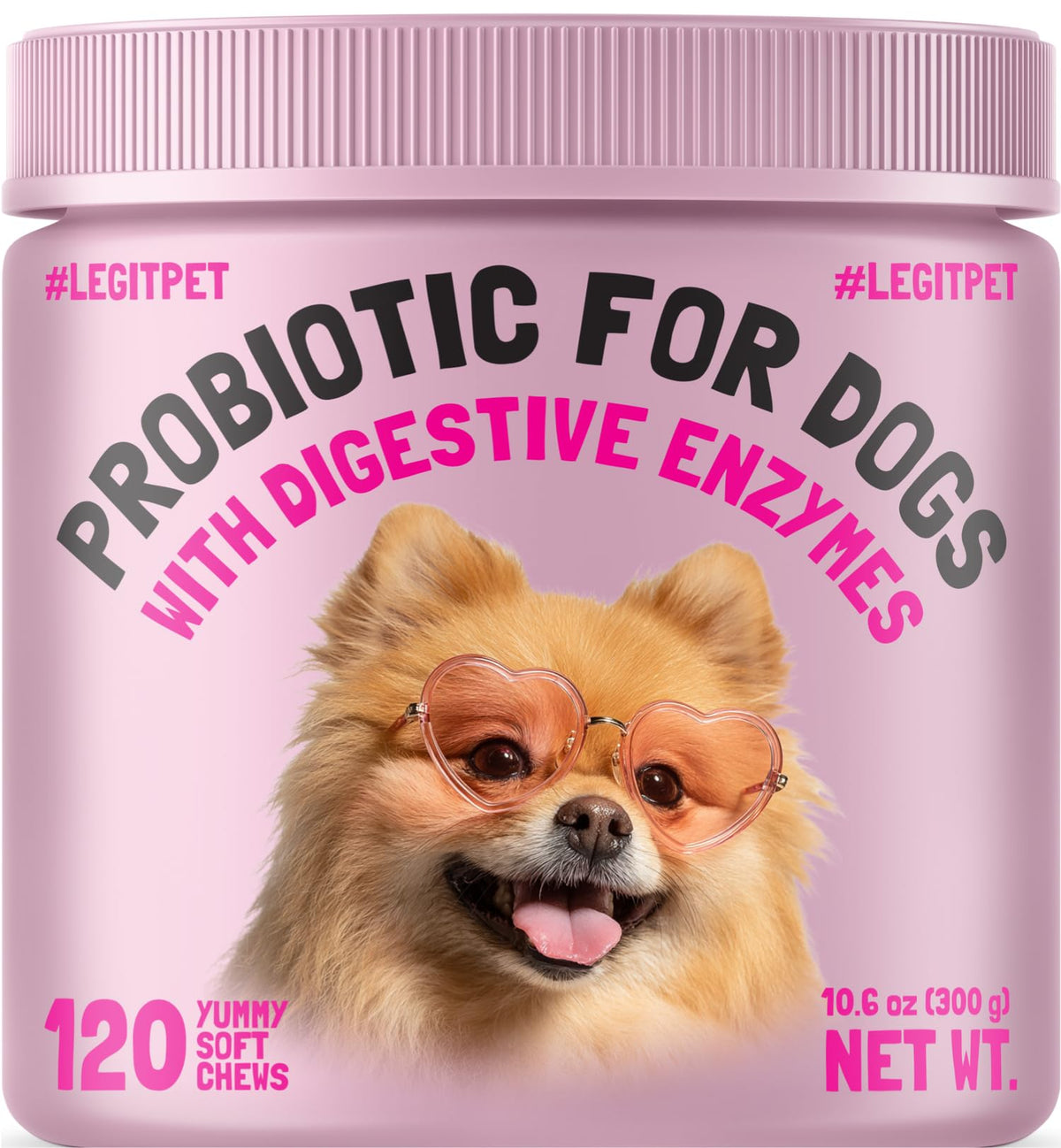 LEGITPET Probiotics bottle and chews ready for gut support