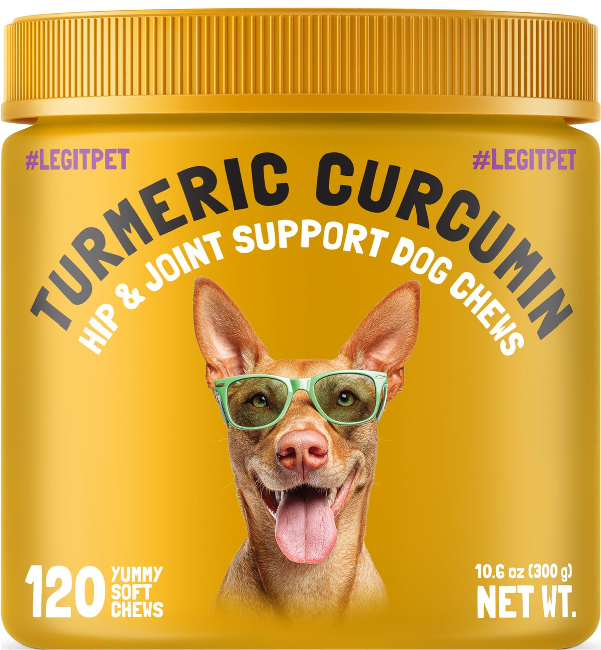 LEGITPET turmeric-curcumin dog chews with soft texture for joint support.