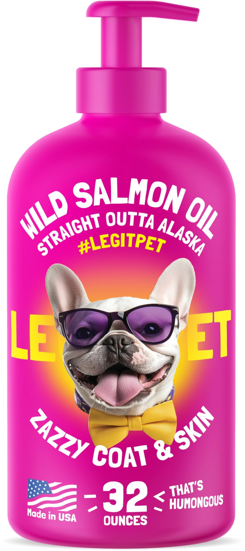 LEGITPET Wild Alaskan Salmon Oil bottle pour for easy daily dosing