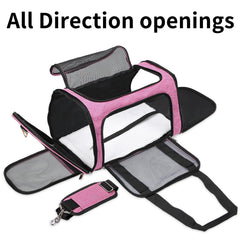 LEHNI pink pet carrier front pocket for toys and treats