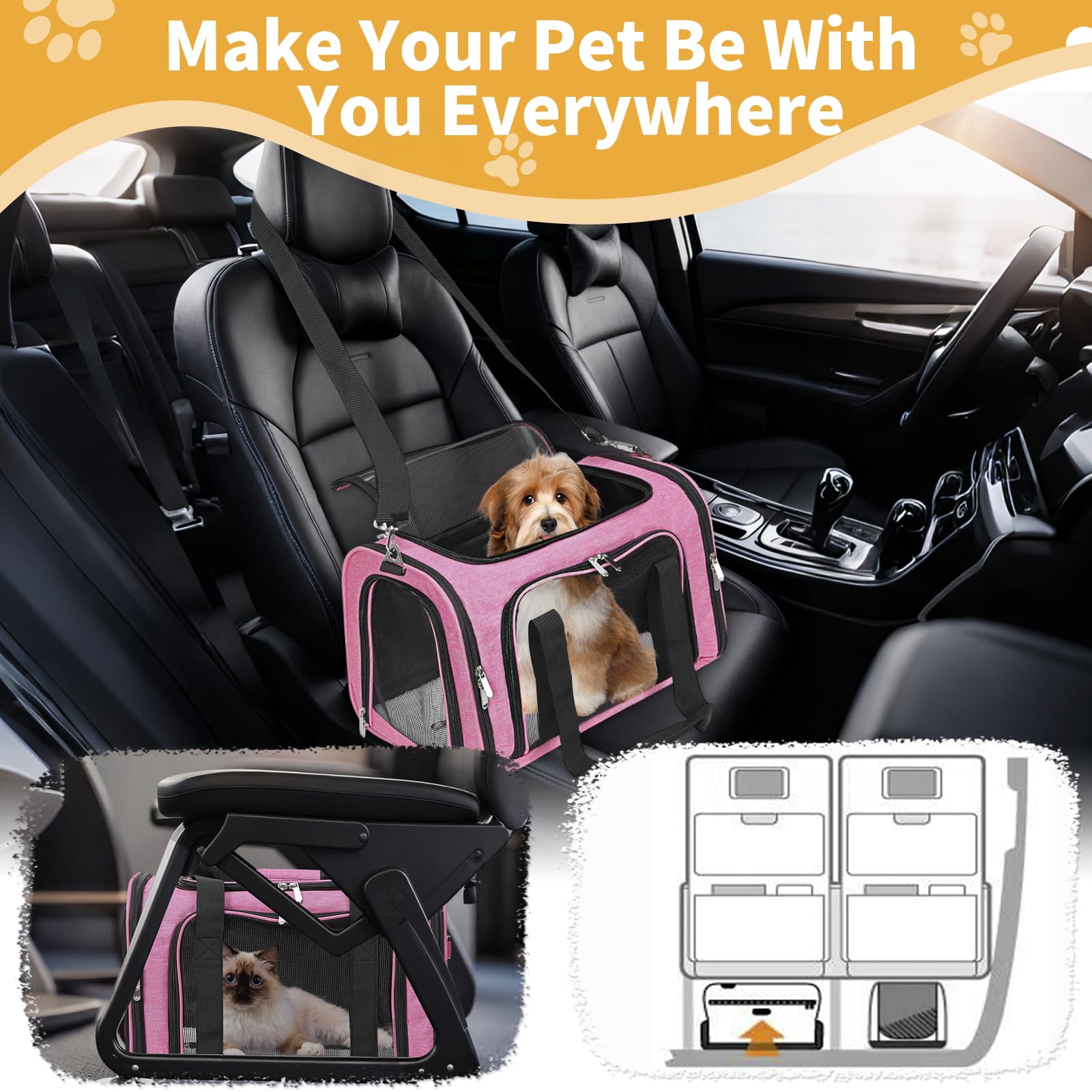 LEHNI carrier with adjustable shoulder strap and car-seat belt compatibility