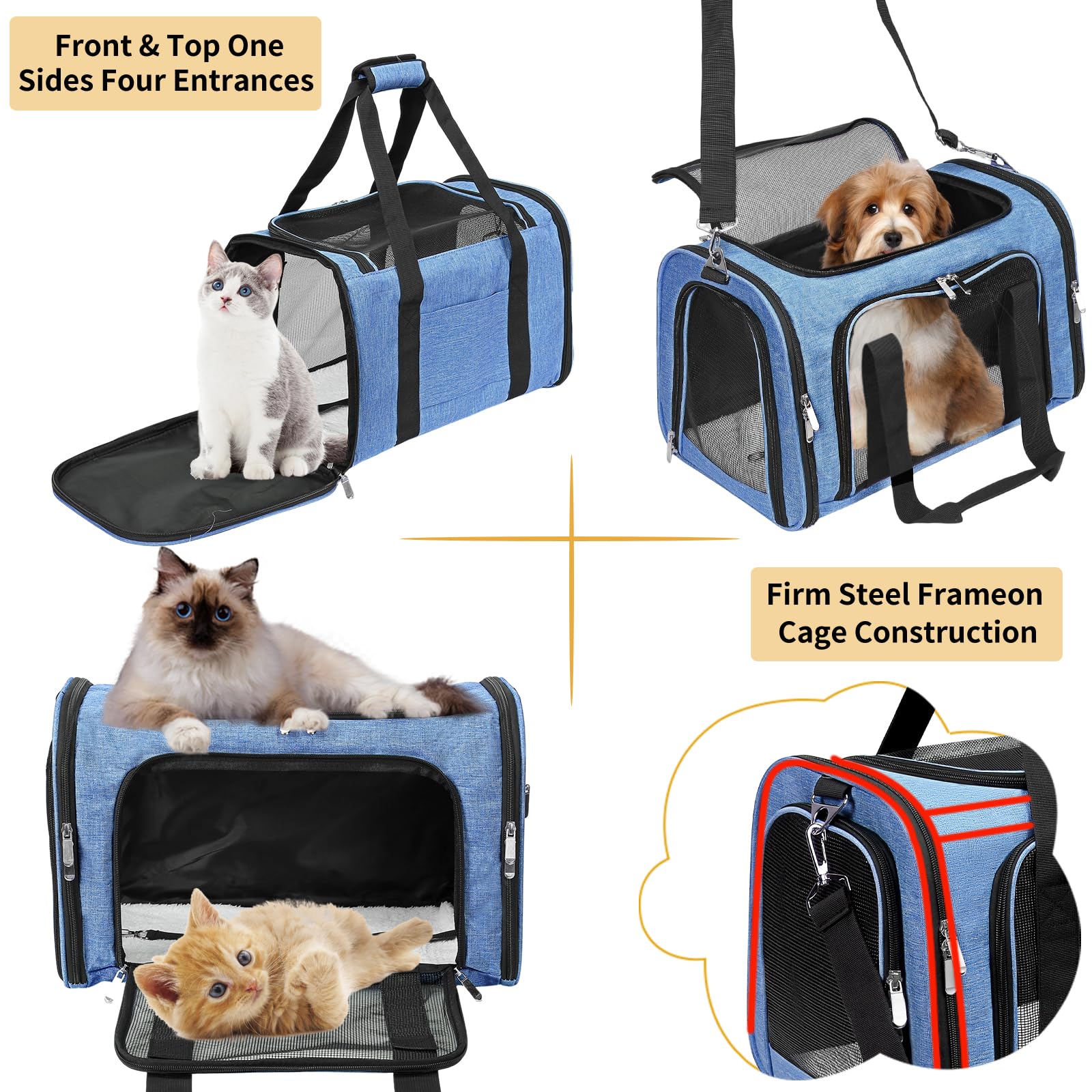 LEHNI collapsible pet carrier folds flat for compact storage