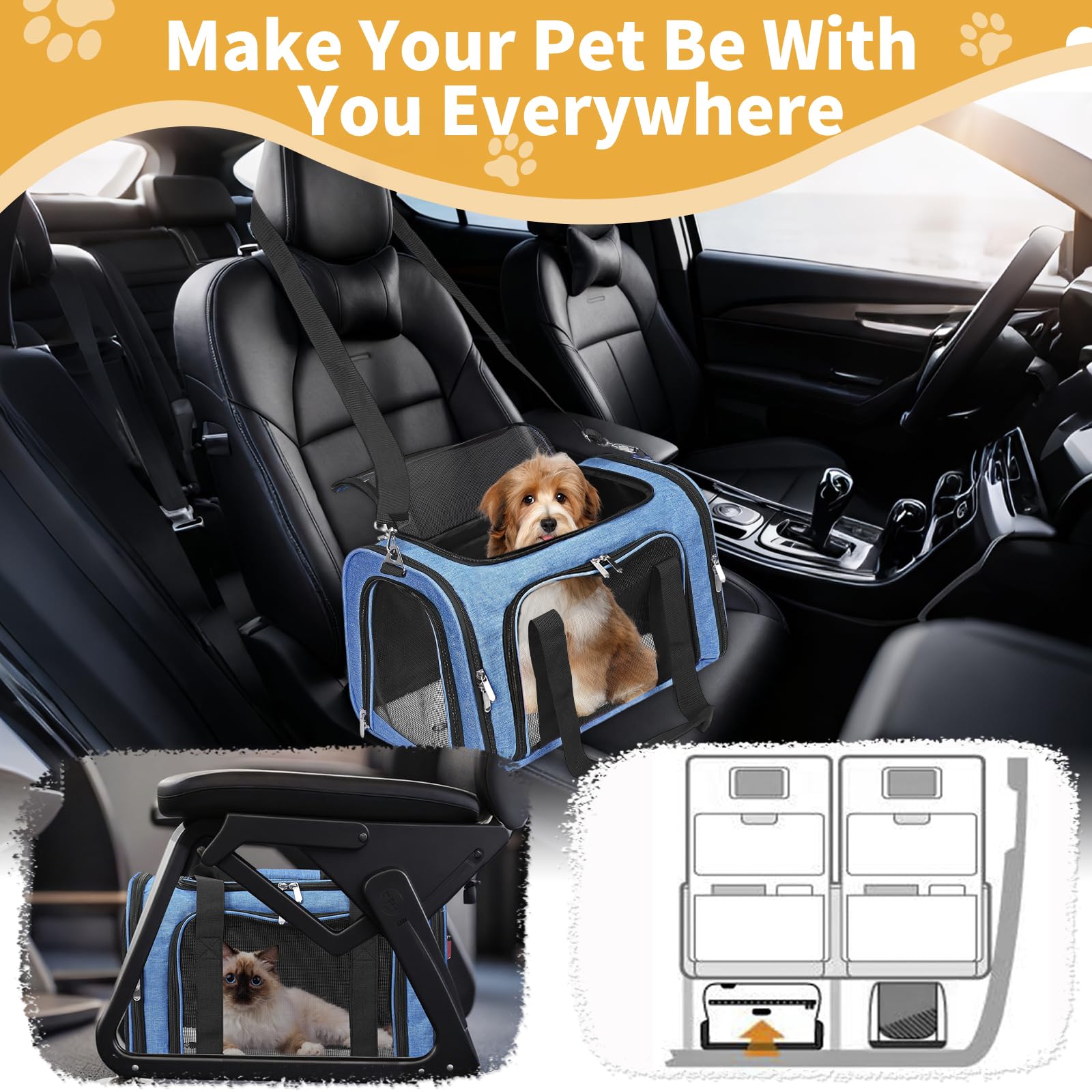 LEHNI carrier front pocket keeps toys and treats handy