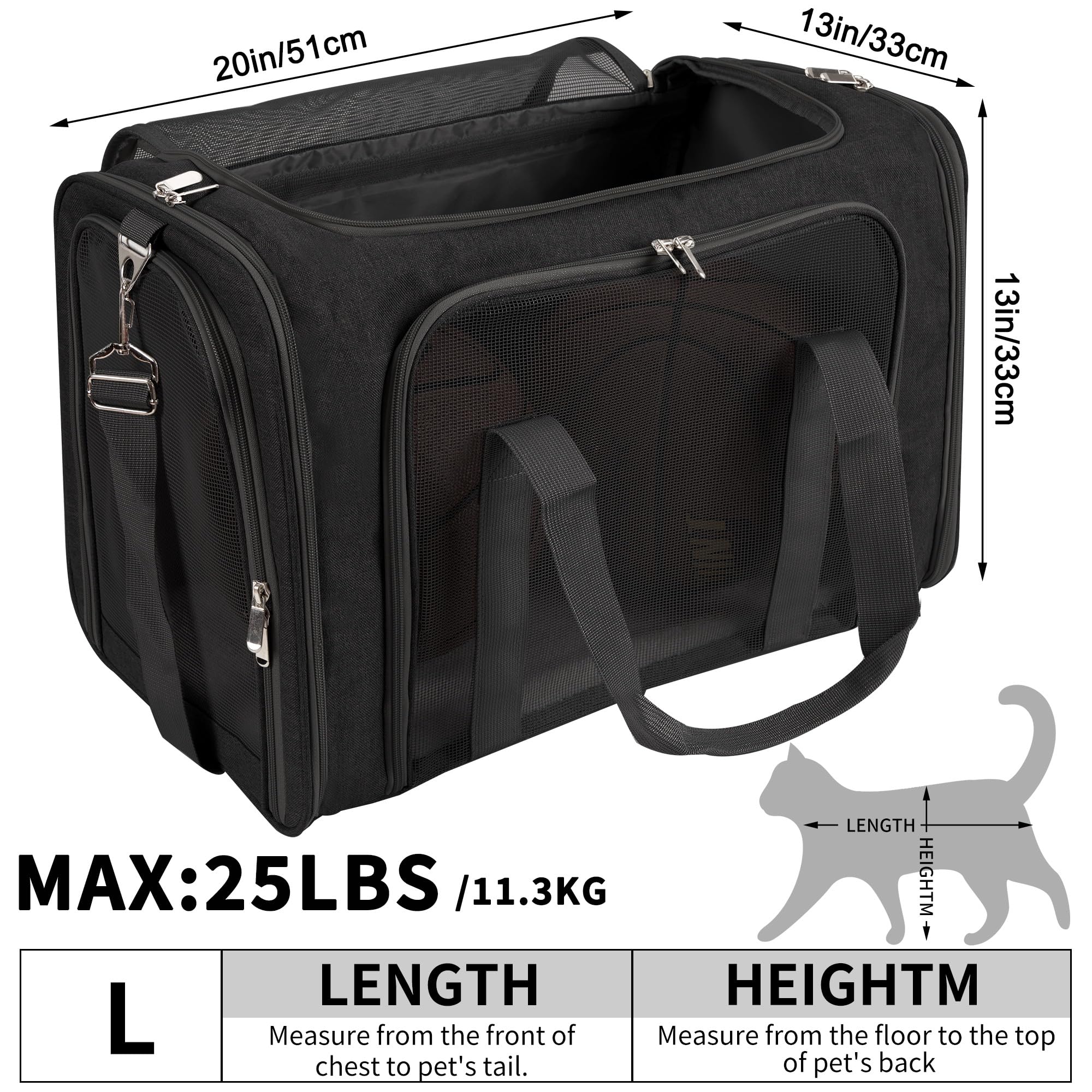 LEHNI soft sided pet carrier open entrances for easy pet access.