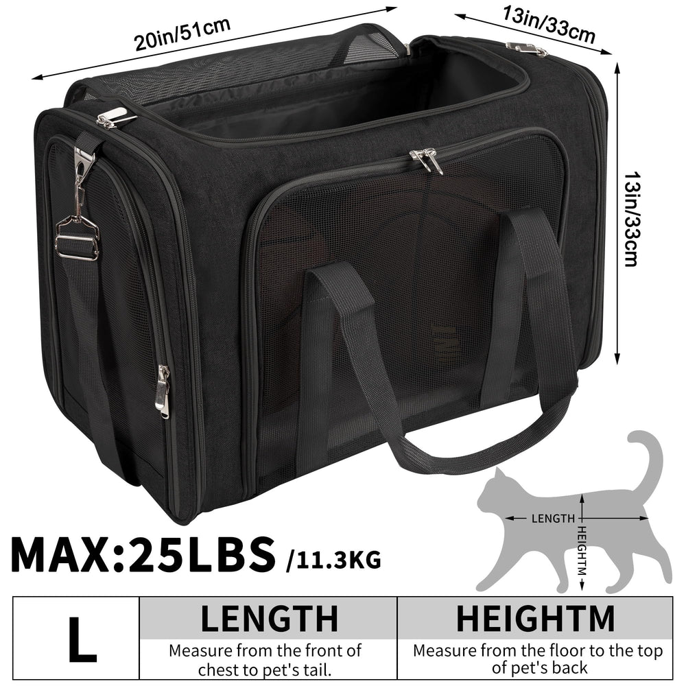 LEHNI soft sided pet carrier open entrances for easy pet access.