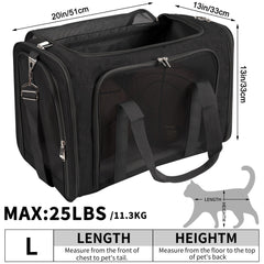 LEHNI soft sided pet carrier open entrances for easy pet access.