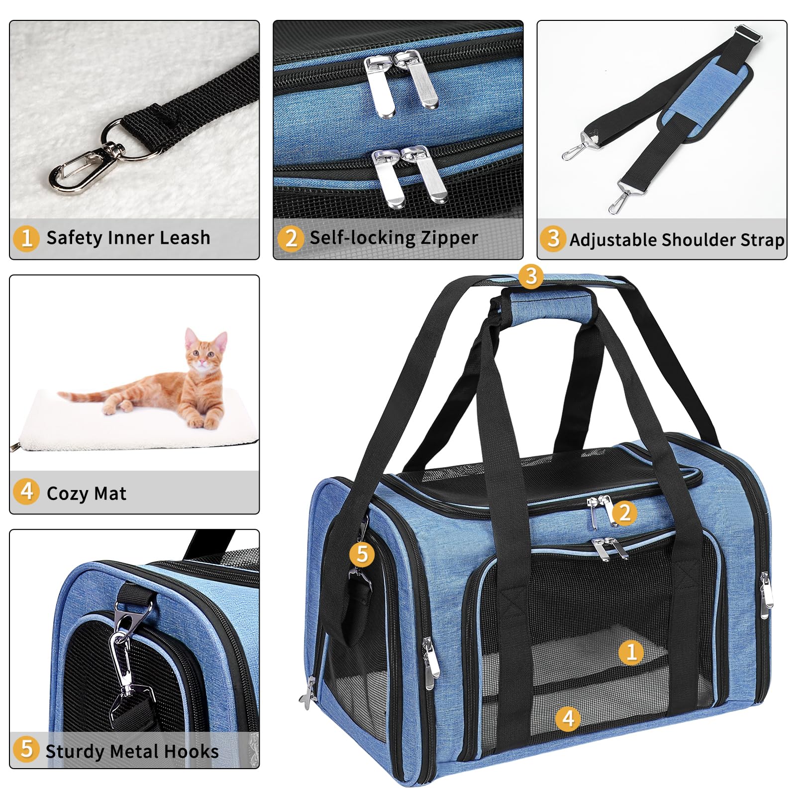 LEHNI pet carrier with removable washable mat for quick cleanup