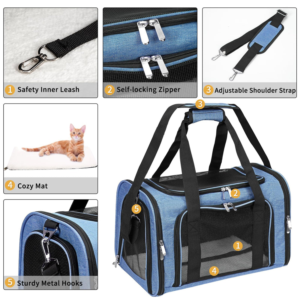 LEHNI pet carrier with removable washable mat for quick cleanup