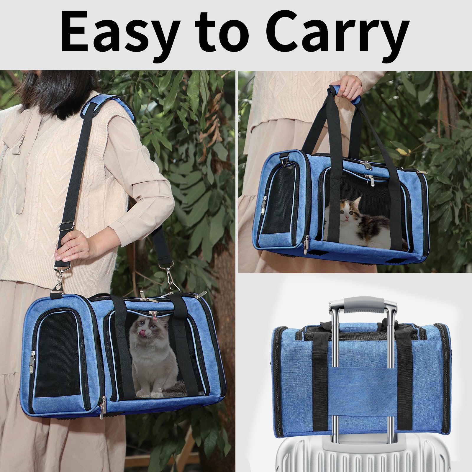 LEHNI pet carrier with adjustable shoulder strap for hands-free carry