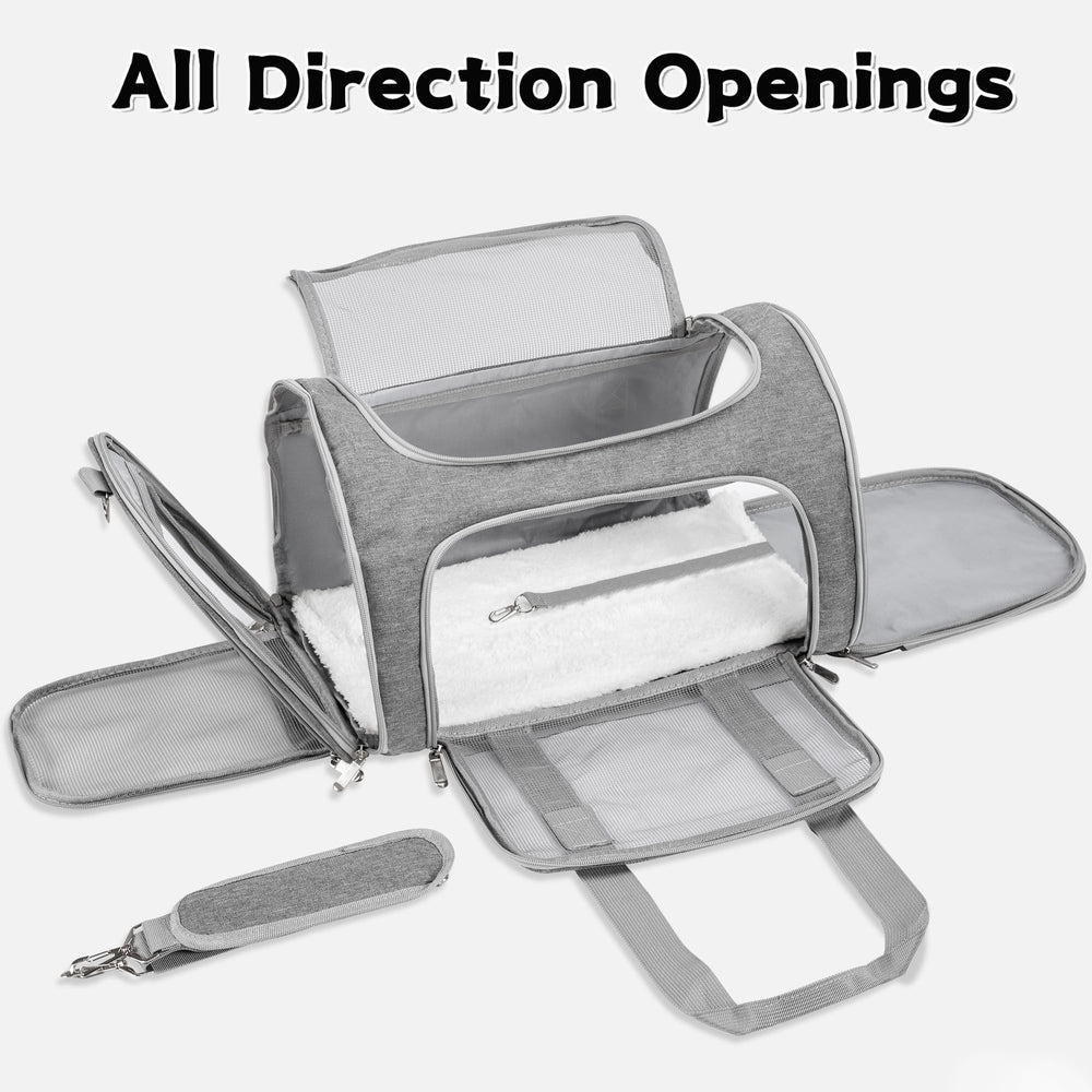 LEHNI soft-sided pet carrier side view showing sturdy, lightweight design for easy handling.