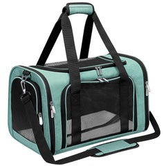 LEHNI soft-sided carrier turquoise side view for easy travel with pets