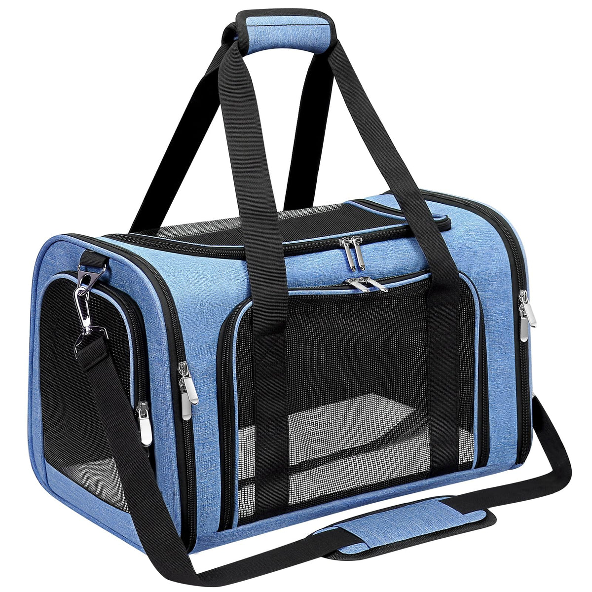 LEHNI soft-sided pet carrier under-seat view for easy airline travel