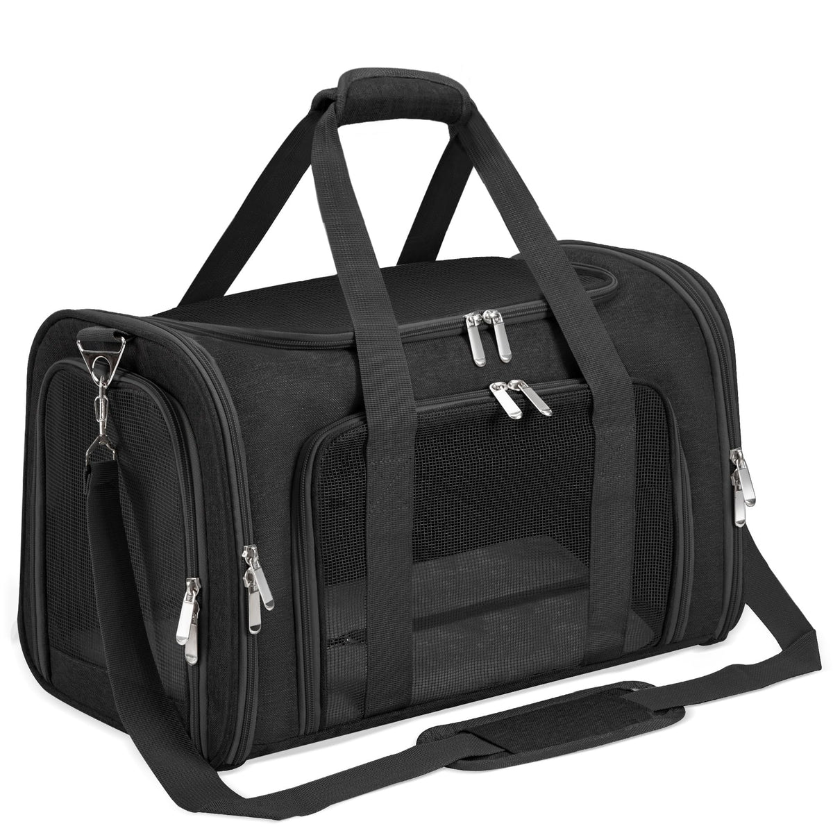 LEHNI soft-sided pet carrier under-seat fit for easy air travel with small pets.