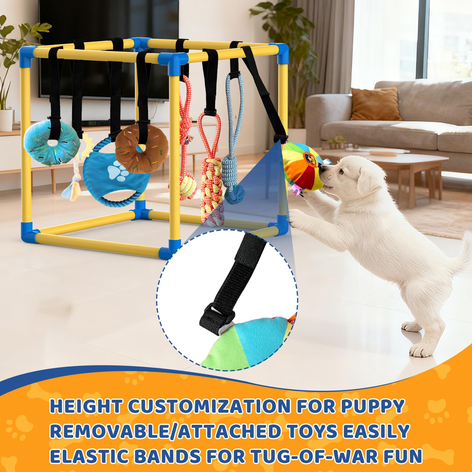Lehorra Puppy Play Gym elastic ropes suspending toys for teething fun