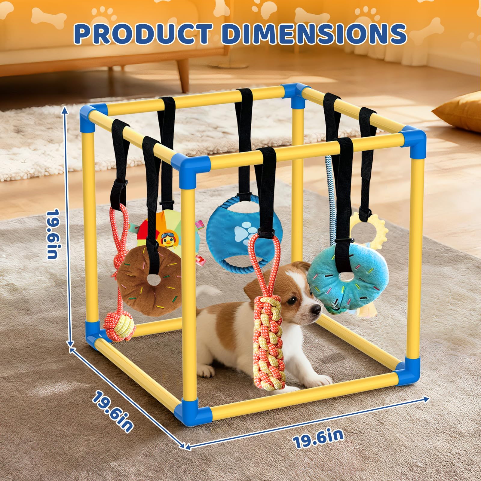 Lehorra Puppy Play Gym hanging toys arranged for interactive play