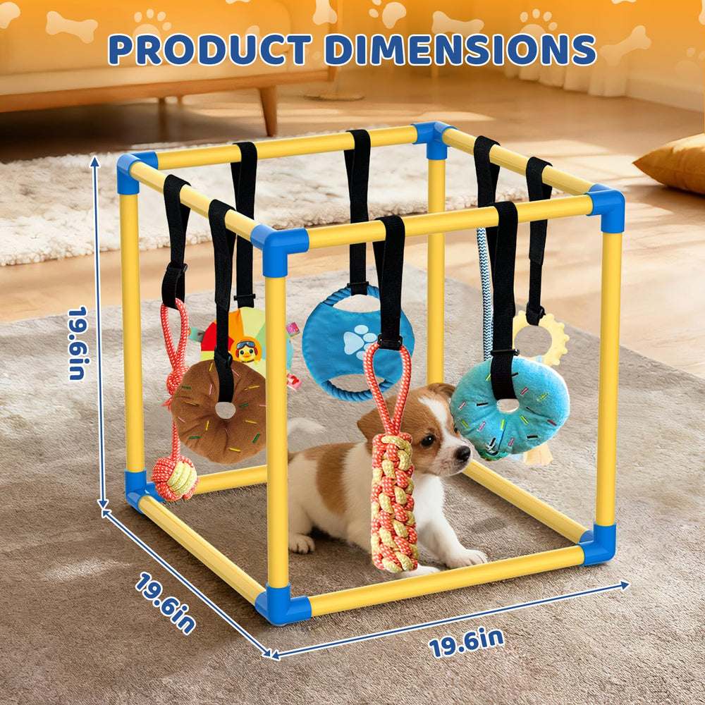 Lehorra Puppy Play Gym hanging toys arranged for interactive play