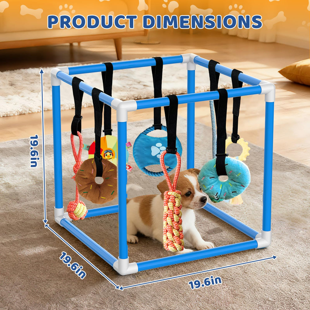 Lehorra Puppy Play Gym hanging toys engage small dogs with varied play.