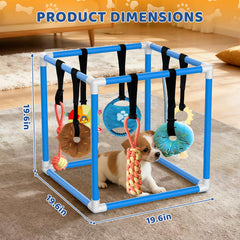 Lehorra Puppy Play Gym hanging toys engage small dogs with varied play.