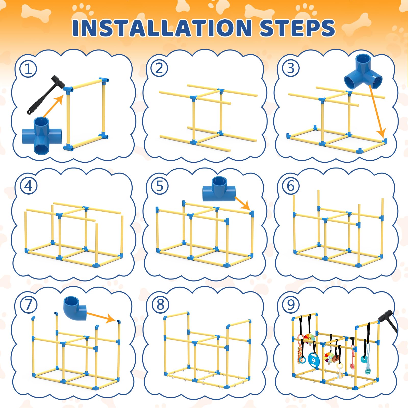 Lehorra large puppy play gym supports energetic small dogs indoors