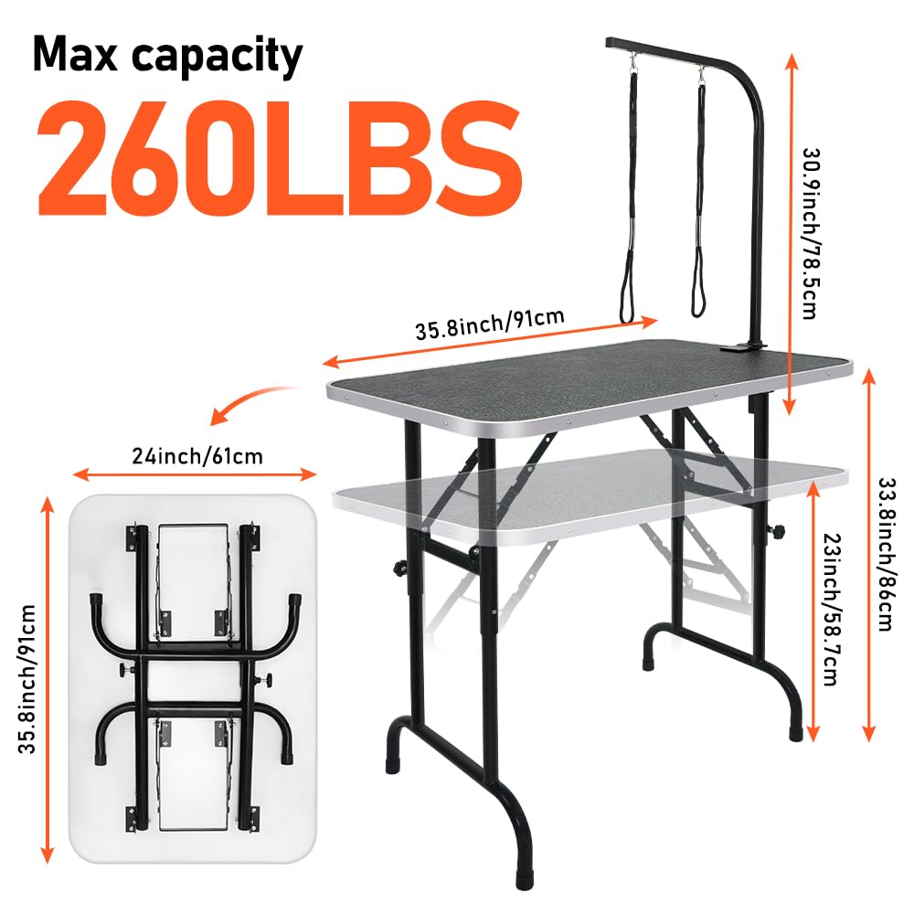 LEIBOU grooming table with heavy-duty iron legs for stability