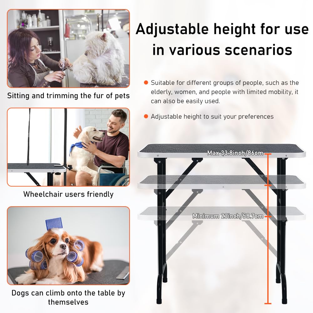 LEIBOU height-adjustable range supports comfortable grooming postures