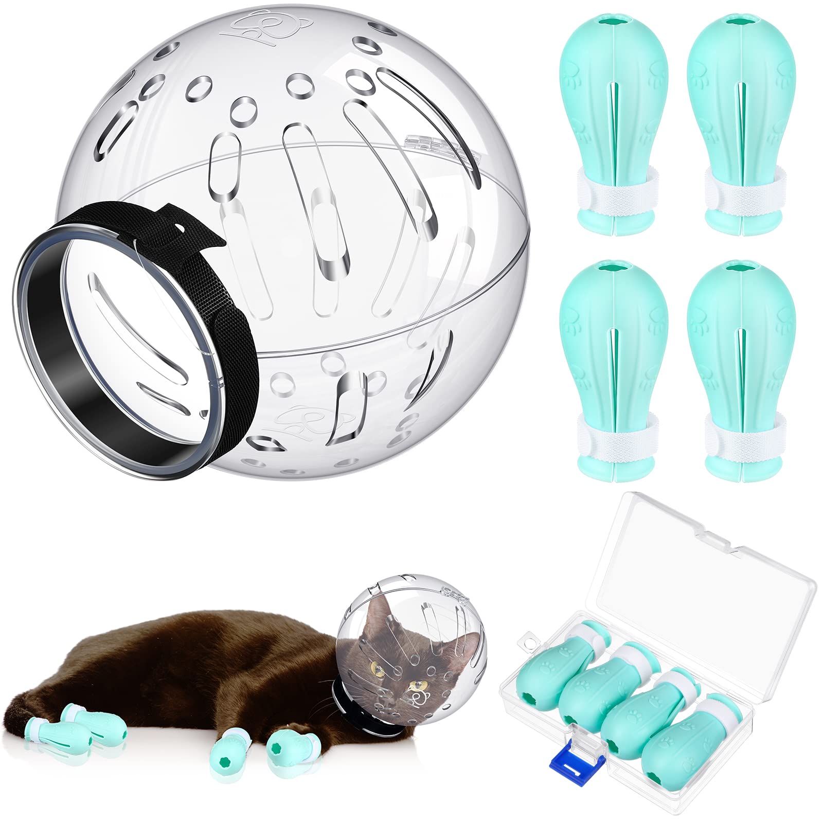LEIFIDE cat muzzle with grooming hood for safe bath time