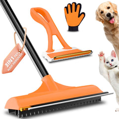 Leishiyen carpet rake with 58-inch handle lifts pet hair from deep carpets