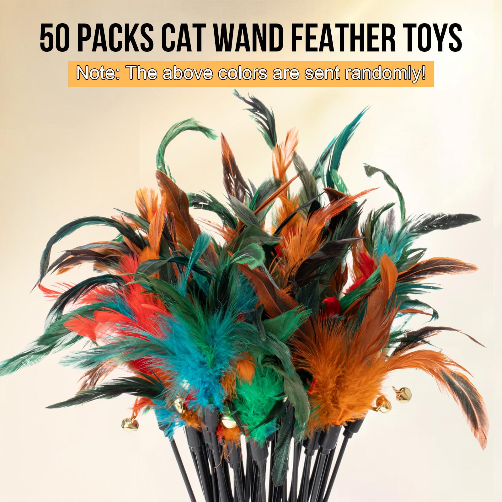 Leitee feather wand includes a bell to attract your cat's attention.