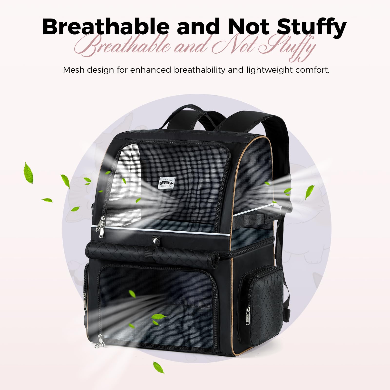Lekebobor cat backpack with mesh windows for airflow