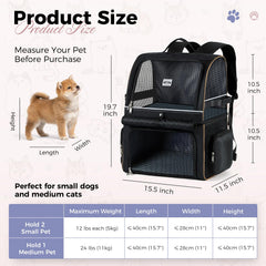 Lekebobor double-cat backpack side pockets for quick pet supplies