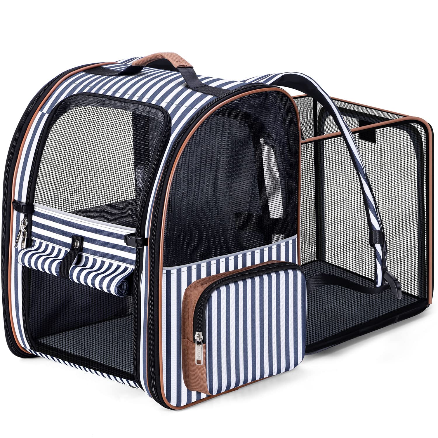 Lekebobor extra-large cat backpack expandable top view for easy access and airflow