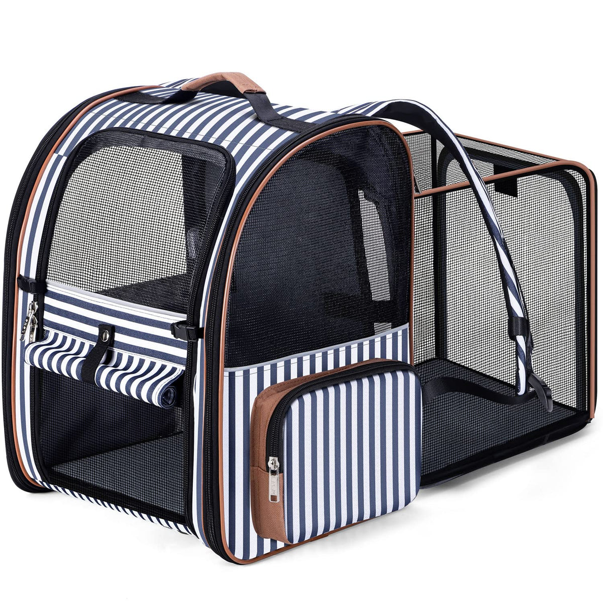 Lekebobor extra-large cat backpack expandable top view for easy access and airflow