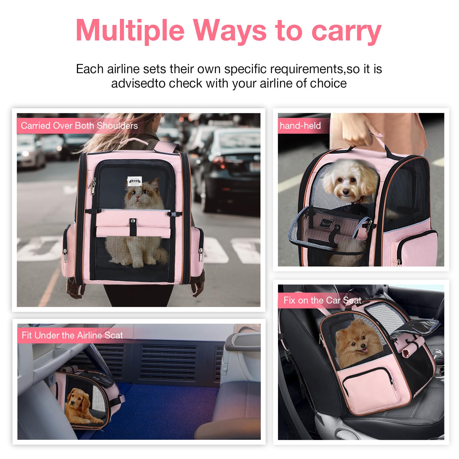 Lekebobor large cat backpack carrier side pockets for pet supplies
