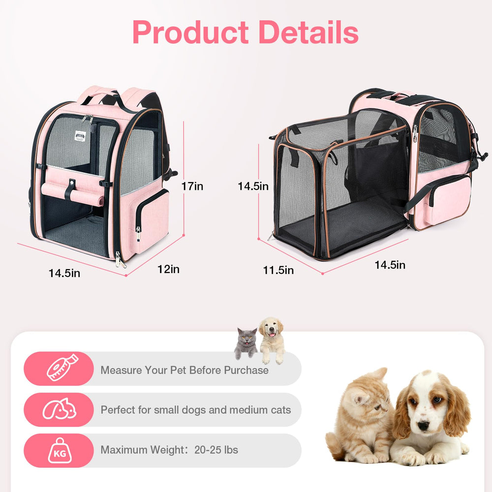 Lekebobor large cat backpack carrier side view with expandable back for comfort