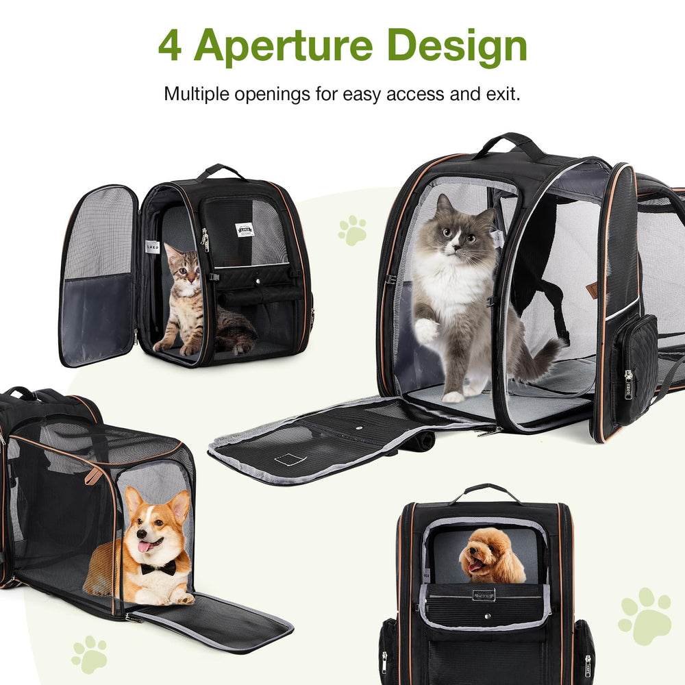 Two side pockets store treats and essentials in the Lekebobor carrier