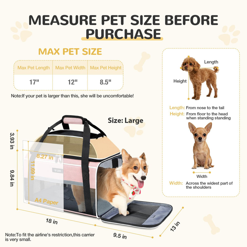 Lekereise airline-approved carrier compact fit under seat on Southwest or Frontier flights.
