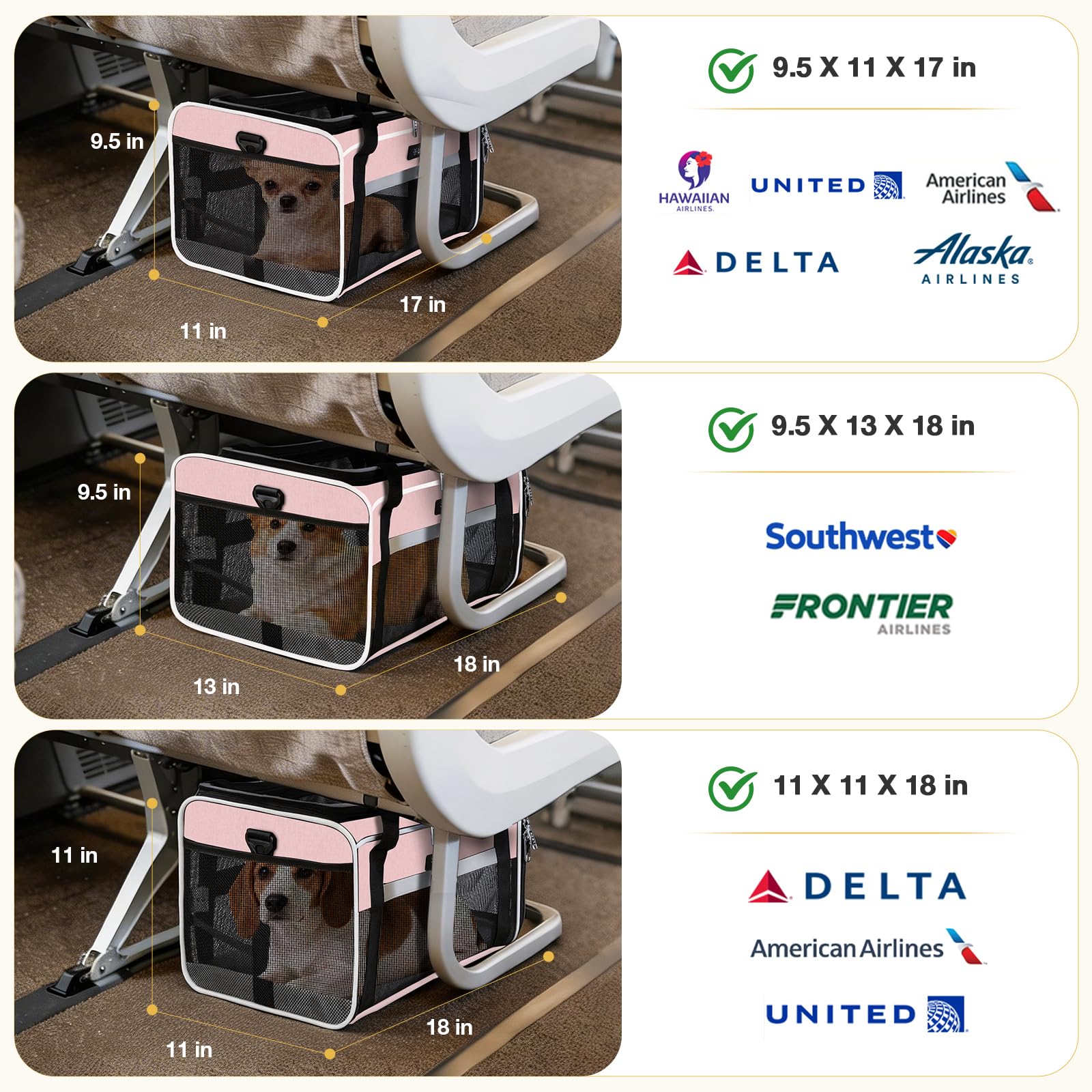 Lekereise airline-approved carrier ready for cabin travel with pets.