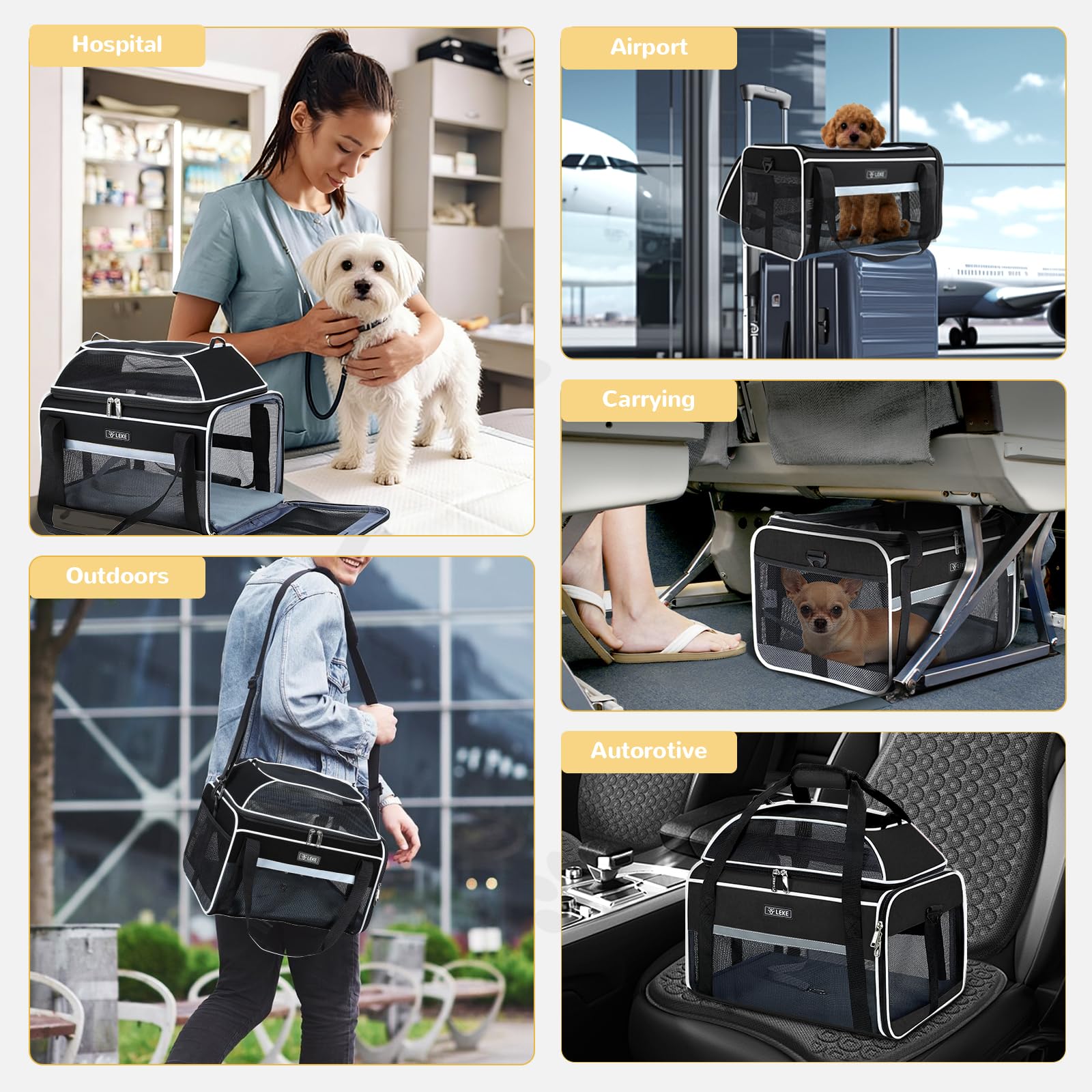 Compact underseat Lekereise carrier approved for airline use and small pets.