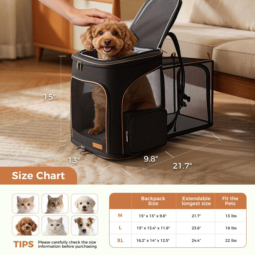 Lekereise cat backpack carrier built-in safety leash prevents pet escapes during trips.